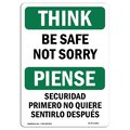 Signmission OSHA THINK Sign, Be Safe Lock It Out Bilingual, 18in X 12in Rigid Plastic, 12" W, 18" L, Landscape OS-TS-P-1218-L-11803